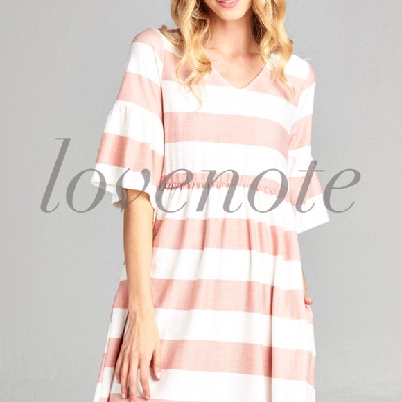 LAST! French Terry Casual Dress Ruffle Sleeve - Picture 2 of 5